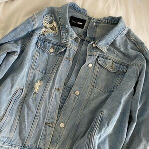 Oversized Distressed Jean Jacket